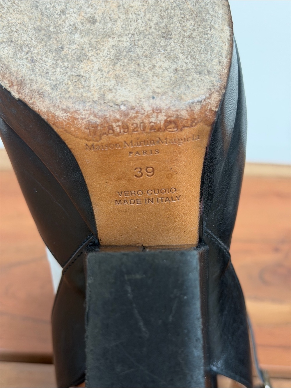 Maison Martin Margiela Black Leather Platform Slingback Heels - Picture 5 of 6